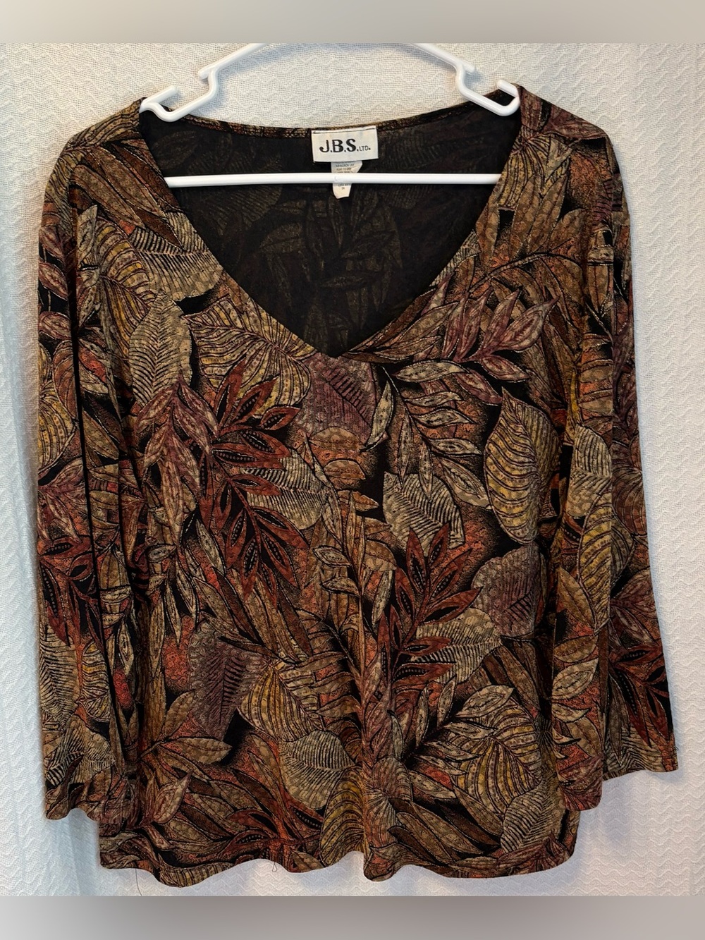 JBS Ltd Vintage Relaxed Draped V-Neck, 3/4 Sleeve Autumnal Toned Blouse. Size 3X